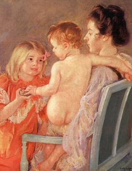 Mary Cassatt : Sara Handing a Toy to the Baby